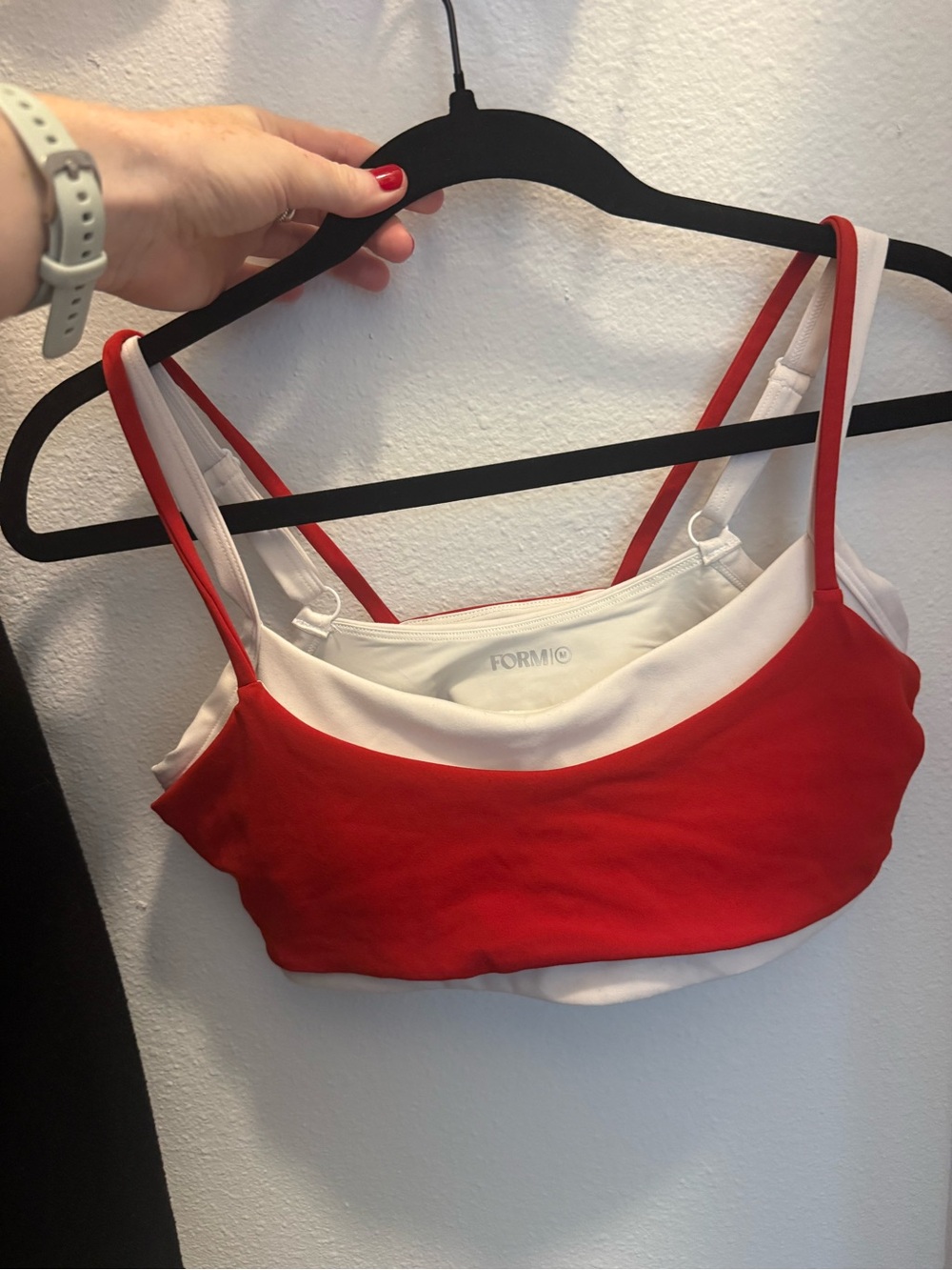 FORM Red & White Layered Sports Bra